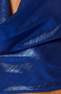 Beginning Boutique Loved Up Blue Halter Top Tops