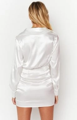 BB Exclusive Lover Satin Shirt Dress White 17 BB Exclusive Lover Satin Shirt Dress White