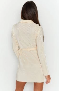 Beginning Boutique Lua Cream Plisse Mini Dress Dresses