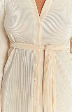 Beginning Boutique Lua Cream Plisse Mini Dress Dresses
