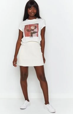 Beginning Boutique Lucy Ribbed Mini Skirt Beige Bottoms