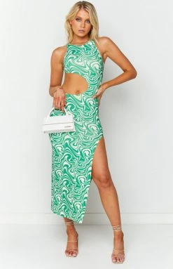 BB Exclusive Lulu Green Print Maxi Dress