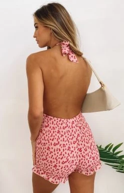 BB Exclusive Luna Shirred Playsuit Pink Extended Sizes