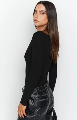 Beginning Boutique Tops Lunar Black Long Sleeve Bodysuit 10 Beginning Boutique Tops Lunar Black Long Sleeve Bodysuit