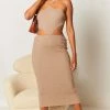 Beginning Boutique Dresses Lyla Cut Out Midi Dress Beige