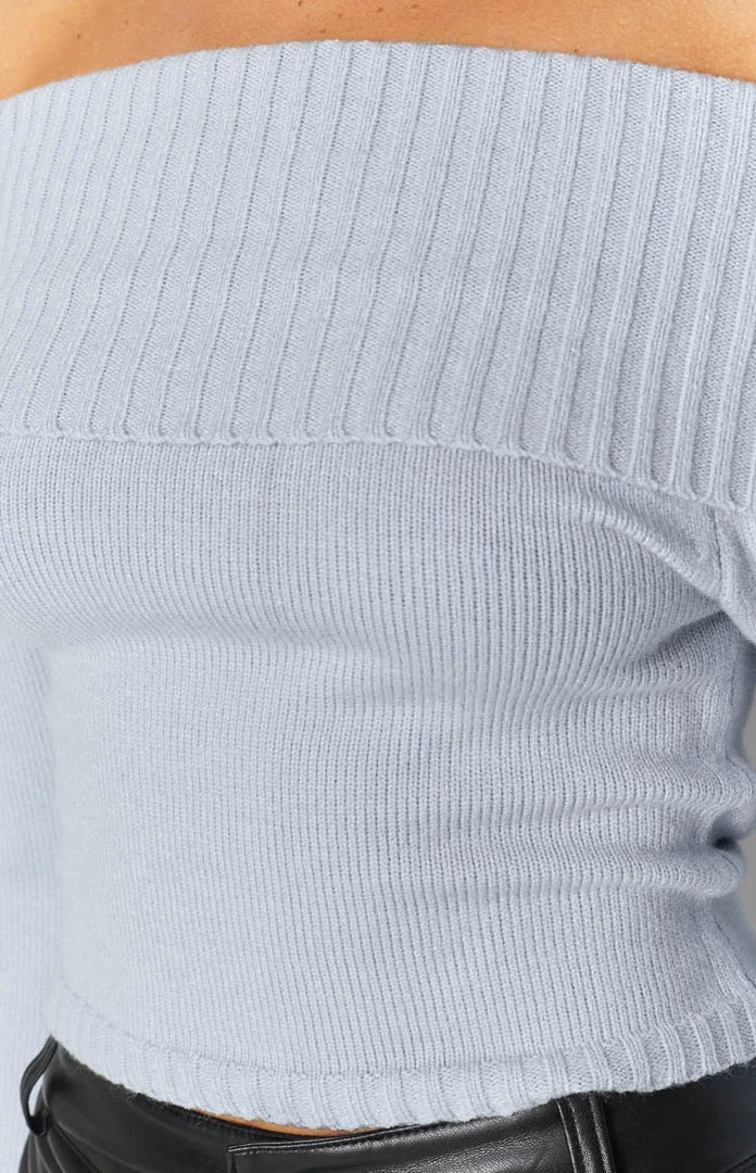 BB Exclusive Marci Off Shoulder Sweater Baby Blue Long Sleeve Tops 7 BB Exclusive Marci Off Shoulder Sweater Baby Blue Long Sleeve Tops