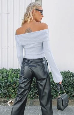 BB Exclusive Marci Off Shoulder Sweater Baby Blue Long Sleeve Tops 15 BB Exclusive Marci Off Shoulder Sweater Baby Blue Long Sleeve Tops