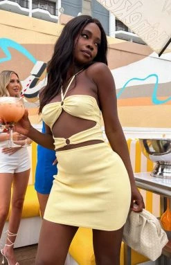 BB Exclusive Maci Yellow Mini Dress