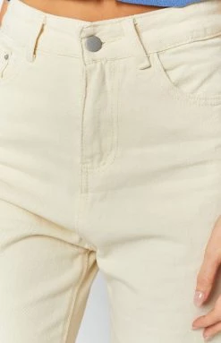 Beginning Boutique Macy Wide Leg Jeans Cream Bottoms