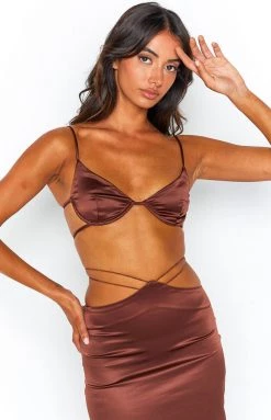 BB Exclusive Tops Maffie Brown Crop Top