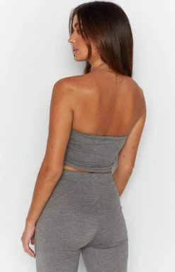 BB Exclusive Maggie Grey Knitted Bandeau Crop Top