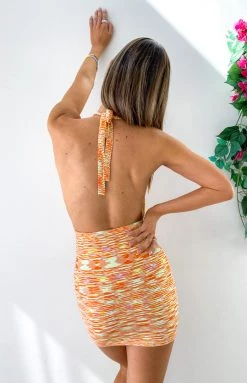 BB Exclusive Magnolia Halter Mini Dress Orange