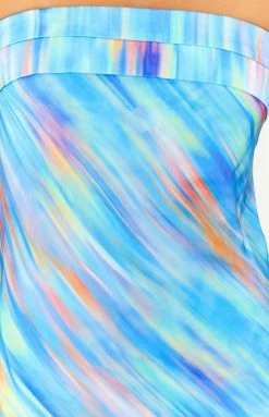 Beginning Boutique New Maiah Blue Multi Maxi Dress