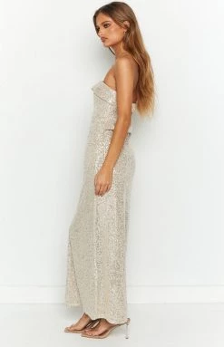 Beginning Boutique Maiah Gold Sequin Maxi Dress Dresses