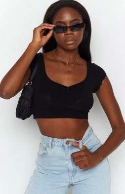 BB Exclusive Make It Crop Black Tops