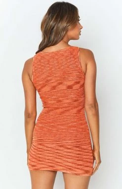 Beginning Boutique Dresses Maliah Twist Front Mini Dress Orange