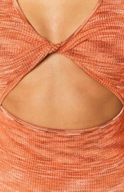 Beginning Boutique Dresses Maliah Twist Front Mini Dress Orange