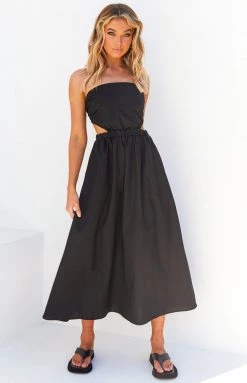 Beginning Boutique Marcella Black Midi Dress Dresses