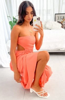 Beginning Boutique Dresses Marcella Peach Midi Dress