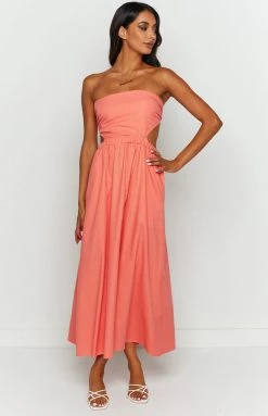 Beginning Boutique Dresses Marcella Peach Midi Dress