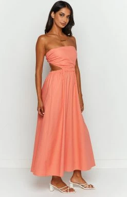 Beginning Boutique Dresses Marcella Peach Midi Dress