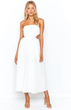 Beginning Boutique Marcella White Midi Dress Dresses