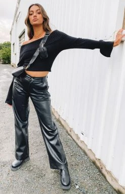 BB Exclusive Marci Off Shoulder Sweater Black Long Sleeve Tops