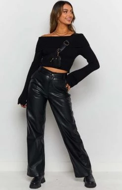 BB Exclusive Marci Off Shoulder Sweater Black Long Sleeve Tops