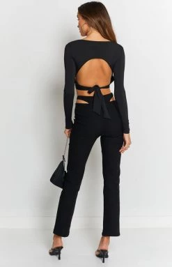Beginning Boutique Margherita Hip Cut Out Pants Black