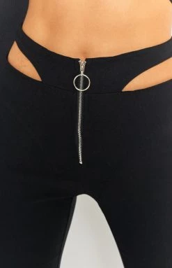 Beginning Boutique Margherita Hip Cut Out Pants Black