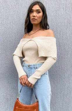 Beginning Boutique Outerwear Margie Sweater Beige