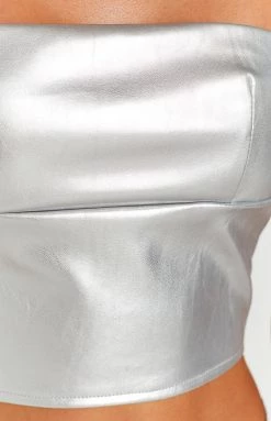 BB Exclusive Mari Silver Strapless Top