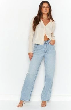 Beginning Boutique Tops Marnie Champagne Plisse Shirt