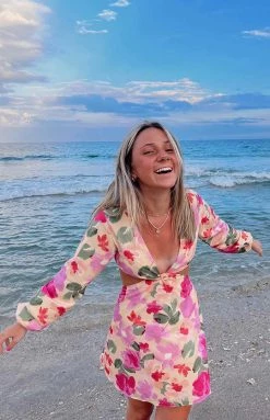 BB Exclusive Mars Twist Mini Dress Yellow Floral