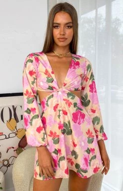 BB Exclusive Mars Twist Mini Dress Yellow Floral