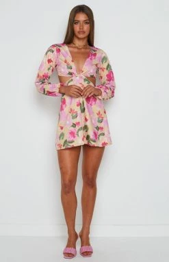 BB Exclusive Mars Twist Mini Dress Yellow Floral