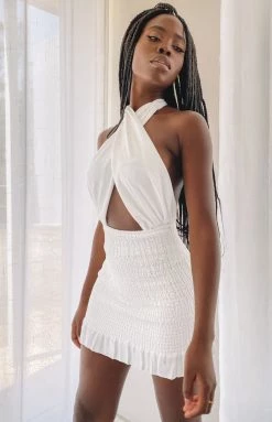 BB Exclusive Dresses Marseilia Cross Neck Dress White