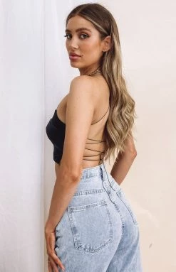 Beginning Boutique Tops Martine Crop Top Black