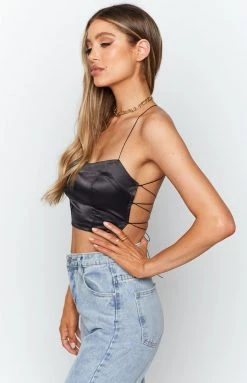 Beginning Boutique Tops Martine Crop Top Black