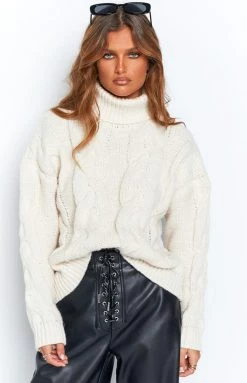 Beginning Boutique Marxus Cream Cable Sweater