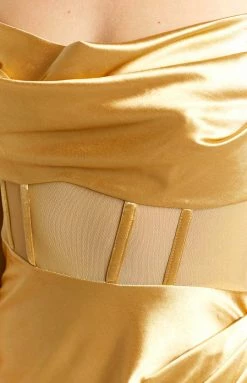 Beginning Boutique Maryah Gold Midi Dress Dresses