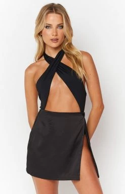 BB Exclusive Matilda Black Halter Bodysuit