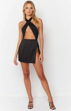 BB Exclusive Matilda Black Halter Bodysuit