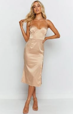 BB Exclusive Dresses Matrimony Midi Formal Dress Champagne