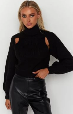 Beginning Boutique Mayson Black Knit Sweater