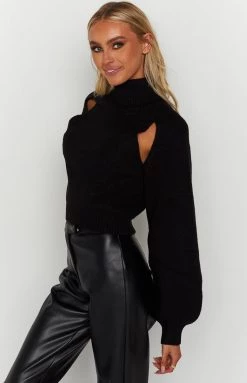 Beginning Boutique Mayson Black Knit Sweater