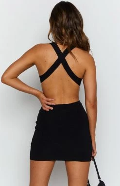 BB Exclusive Mazzy Backless Knit Dress Black Dresses