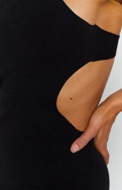 BB Exclusive Mazzy Backless Knit Dress Black Dresses