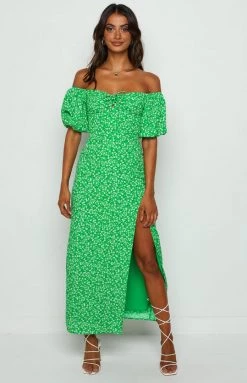 BB Exclusive Meera Green Floral Maxi Dress