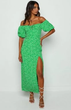 BB Exclusive Meera Green Floral Maxi Dress